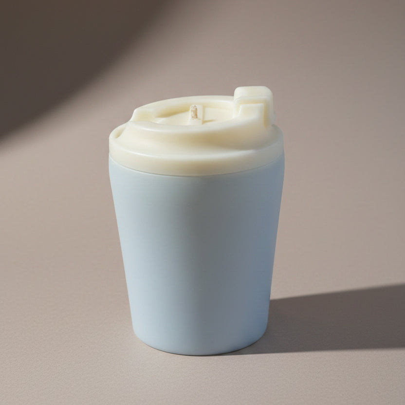 Coffee cup sculptural candle made from beeswax and soy wax, handcrafted in Sydney, Australia