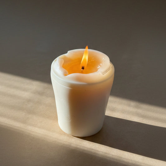 Coffee cup sculptural candle made from beeswax and soy wax, handcrafted in Sydney, Australia